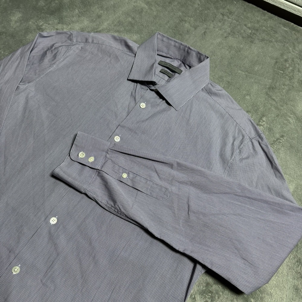 John Varvatos Mens Slim Fit Micro Plaid Purple LS Button Shirt Size 16 34/35